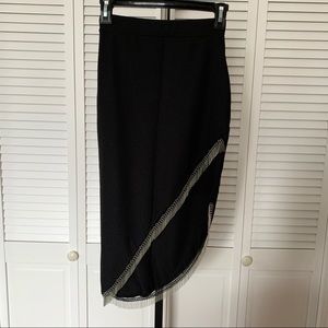 Missguided asymmetrical skirt with fringe